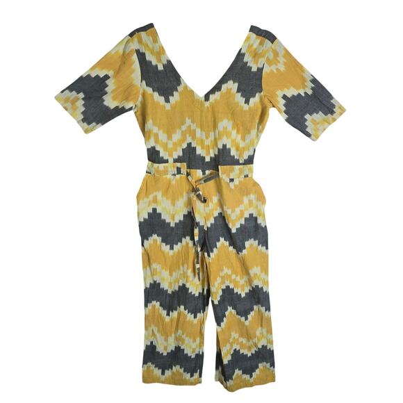 Anthropologie Pants - Anthropologie The Odells Bento Jumpsuit Short Sleeve V Neck Chevron NWT XS